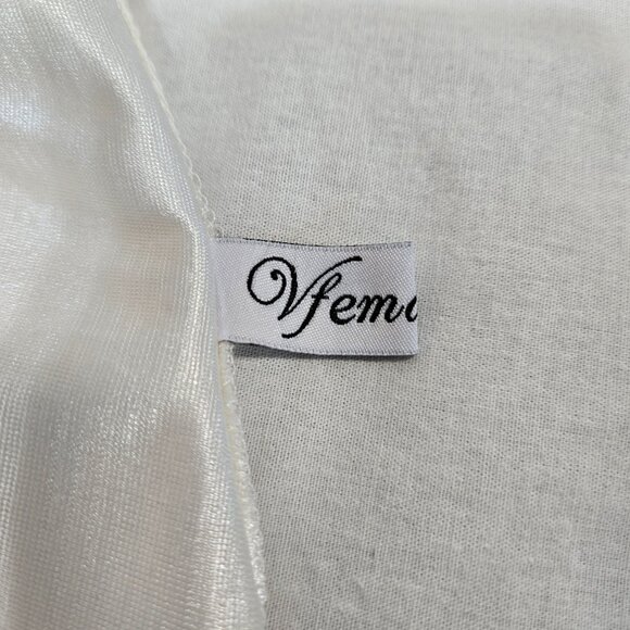 VFMAGE Ivory Pleated Asymmetrical Bow Sheath Cocktail Dress Size M LIKE NEW! - Picture 11 of 16